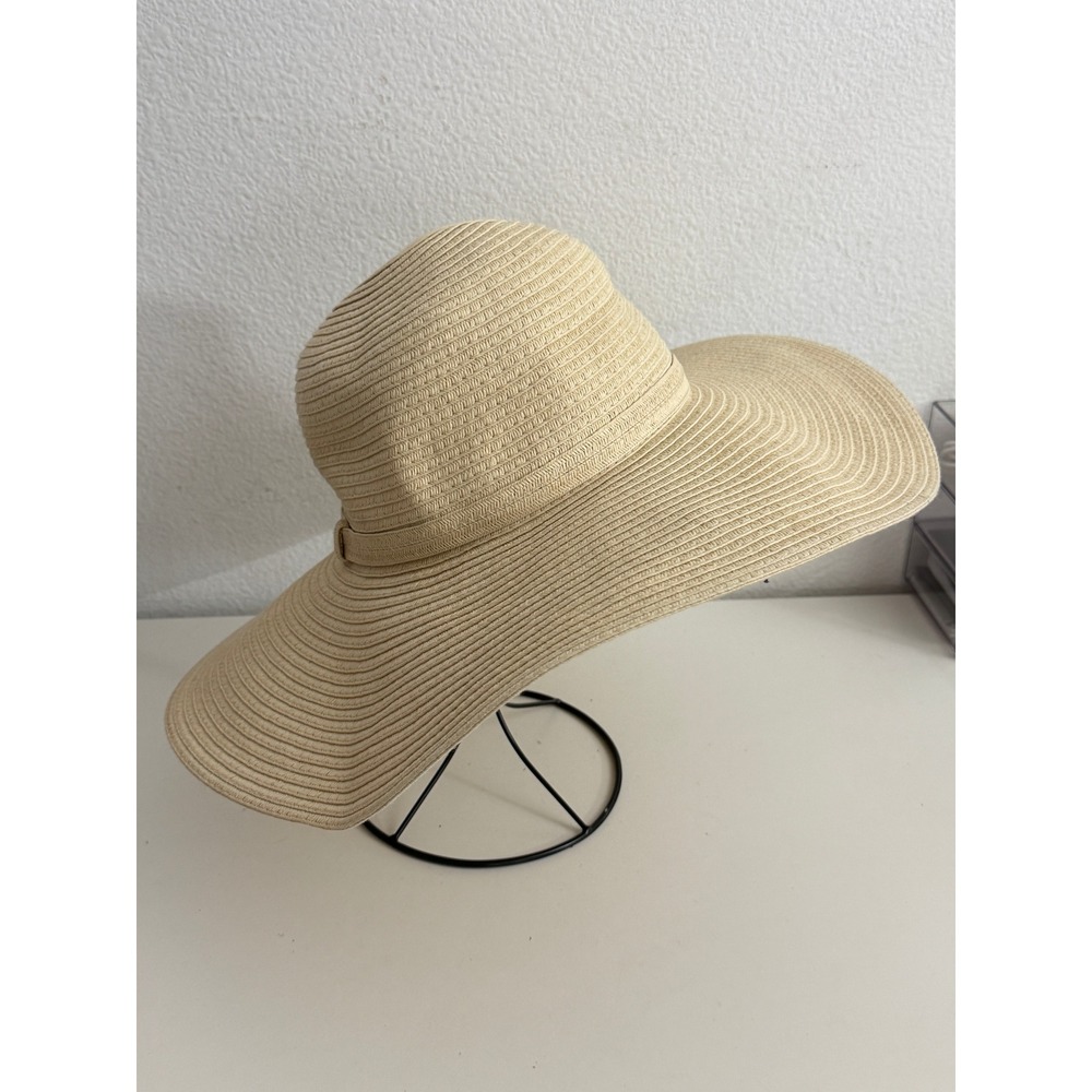 Shade & Shore Tan Woven Wide Brim Floppy Sun‎ Hat Beach Summer Accessory